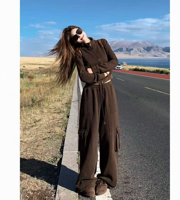 【炸街顯瘦】運動服套裝 衛衣套裝 工裝褲套裝 休閒套裝 美式復古 寬鬆版型 兩件套 秋季新款 時尚出街必備