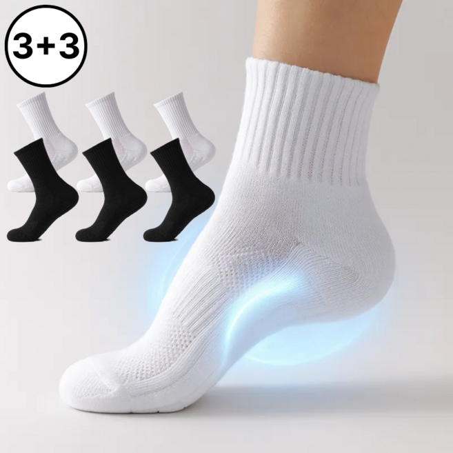 커넥트홈 족저근막염 양말 푹신한 스포츠 쿠션 양말 3+3켤레