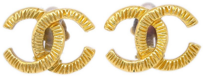 샤넬 중고 1993 골지 피니시 CC 로고 클립온 이어링