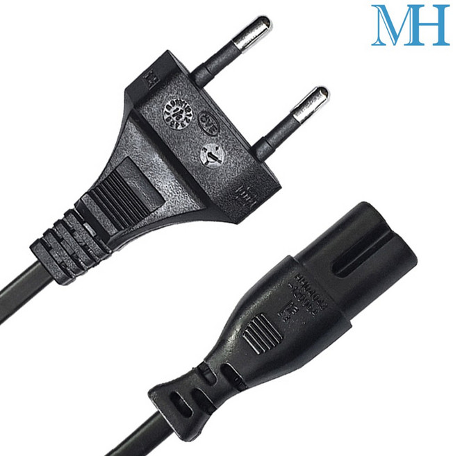 파워케이블 (2구 국내용 파워코드) AC 220V 전원 케이블 8자 코드, 1m, 1개