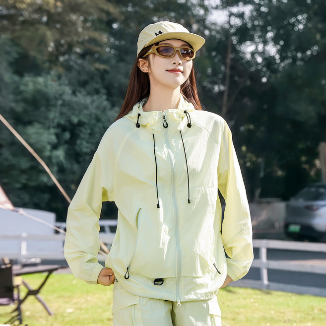 冰絲涼感防曬衣 UPF50+ 高倍防曬 防紫外線透氣外套, 雪芹黃