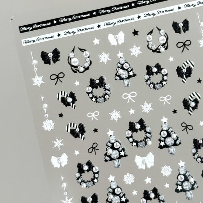 블랙 트리 네일 스티커, 1개