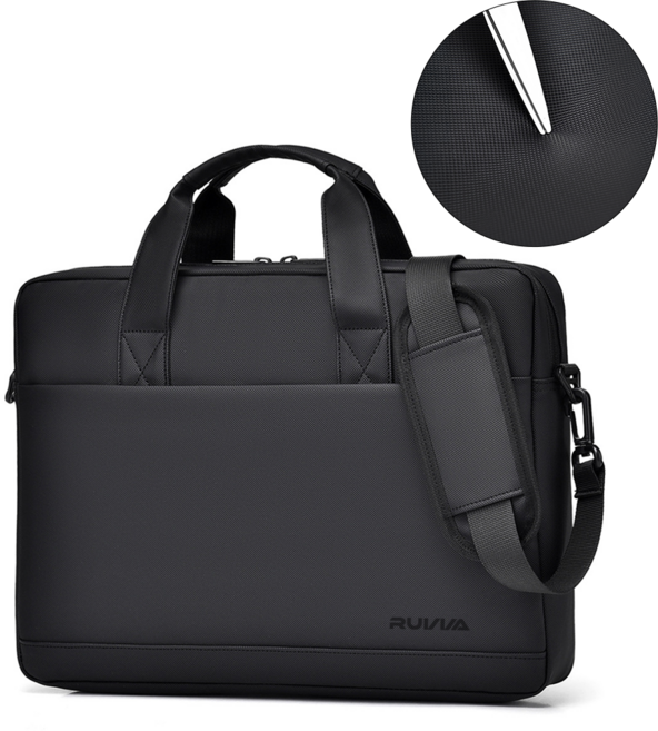 루비바 스크래치 방지 패브릭 프리미엄 기능성 노트북 가방 데일리 파우치, 블랙