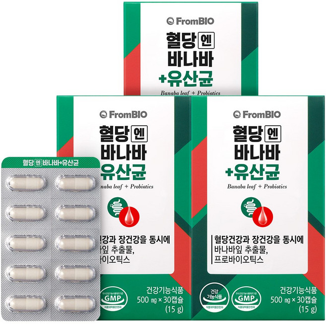 프롬바이오 혈당엔 바나바+유산균, 3박스, 30정