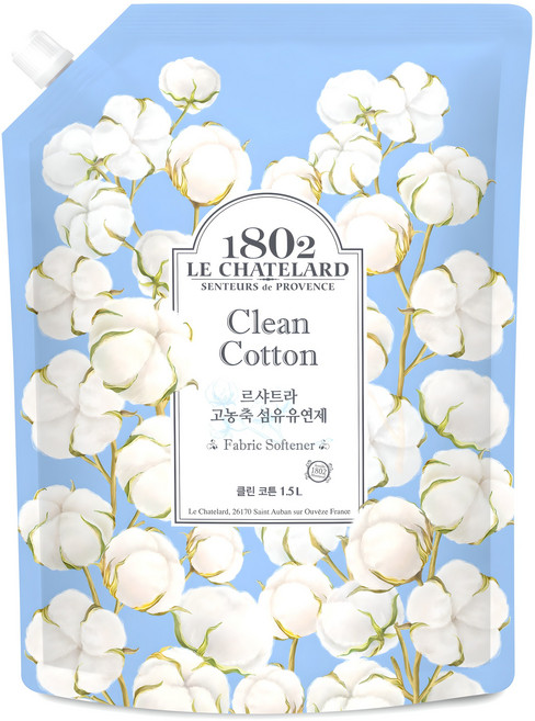 르샤트라1802 고농축 섬유유연제 클린 코튼 리필, 1.5L, 1개