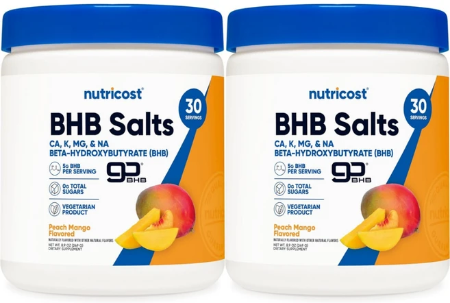 뉴트리코스트 고흡수 BHB 솔트 파우더 피치망고, 2개, 249g - 쿠팡