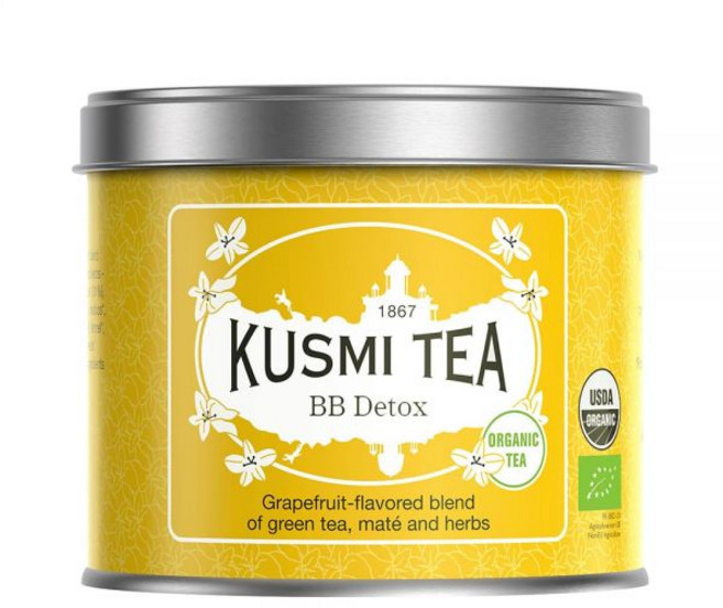 쿠스미 차 BB 디톡스 아이코닉 유기농 녹차 메이트 & 자몽 혼합 맛 예르바 루즈 리프 3.5온스 주석 상자 약 50컵 분량, BB Detox