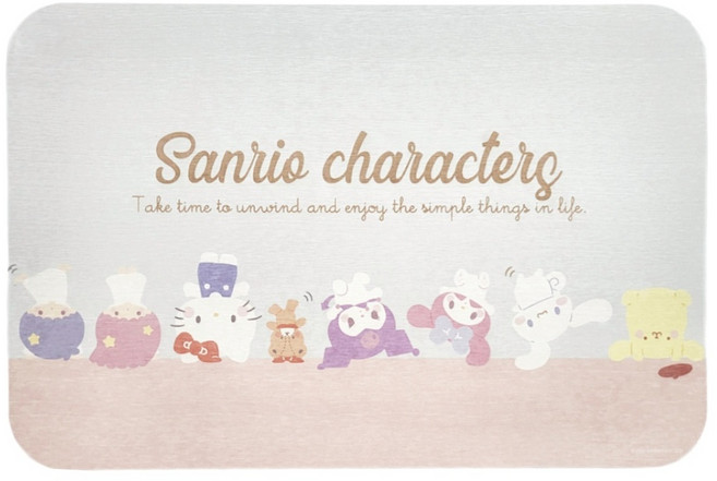 收納王妃 角色大集合珪藻土地墊 60 x 39 x 0.9cm, Q版倒立 米色, 1盒