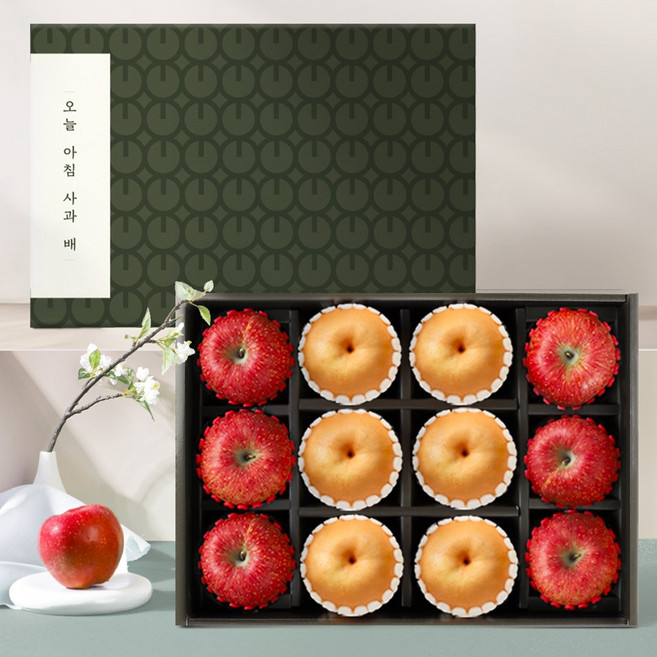 [오늘아침사과]사과배 혼합 선물세트 1호 6kg(사과 6과/배 6과), 1개