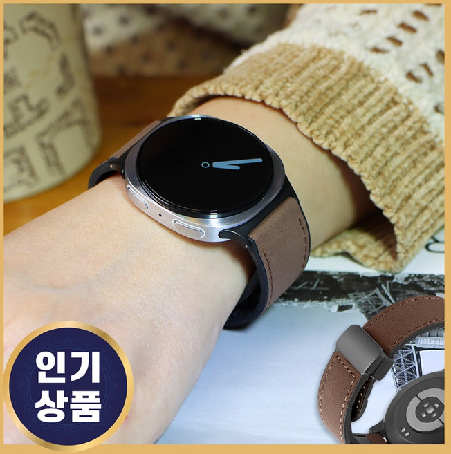 그레너 갤럭시 워치 가죽 스트랩 디버클 시계줄 자석 밴드, 1개, 월넛 브라운