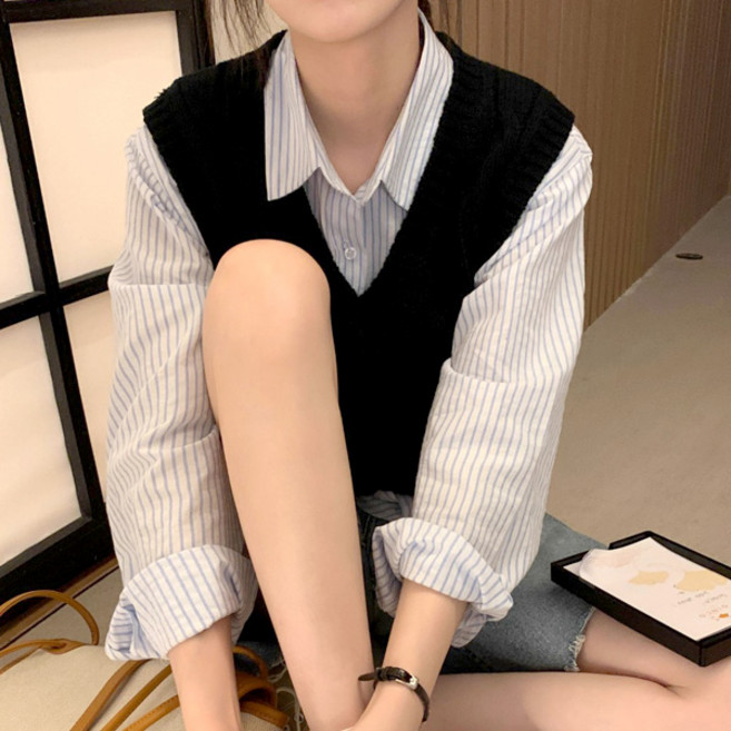 라라홀리 클래식 스트라이프 루즈핏 간절기 셔츠