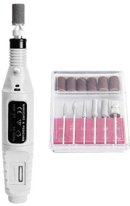 6개의 샌딩 헤드가 있는 USB 미니 샌더 3000-20000 4 회전 속도 3D 프린팅 연마 세척용 전기 드릴 펜, 하얀색, 1개