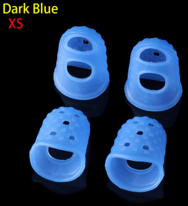 기타 손가락 끝 보호 실리콘 핑거 가드 우쿨렐레 프레스 액세서리 미끄럼 방지 스톨 4 개, [11] XS Dark Blue, 1개