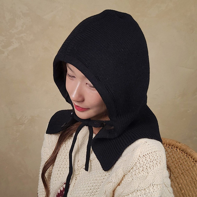 초콜리트쥬얼리 보니 도톰 넥워머 후드 니트 겨울 머플러 바라클라바 비니 모자 - 3color
