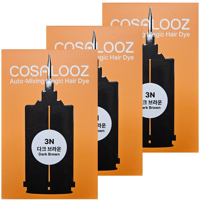 코살루즈 뿌리새치염색 오토믹싱 매직 염색제 1BOX, 다크브라운, 3개