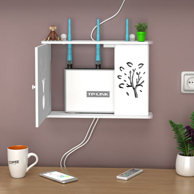 로지 셋탑박스 멀티탭 와이파이공유기 다용도 정리 보관함 셋탑박스 정리함, 1개