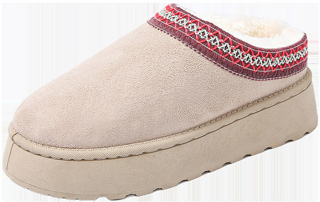 民族風雪地靴女士厚底增高時尚短筒休閒保暖棉鞋女