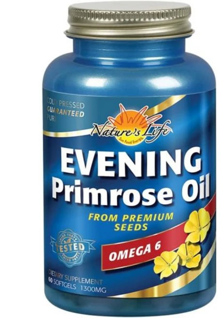 Nature's Life Evening Primrose Oil 1300 mg | PMS and Menopause Balance Support for Women | Skin He, 1개, 60정 - 쿠팡
