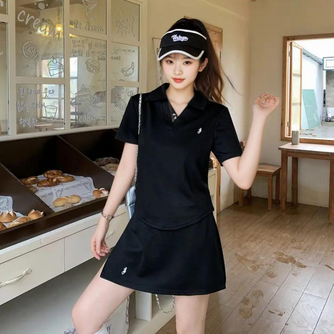 休閒運動套裝女 兩件套, 黑色,XL 建議【60-70kg】