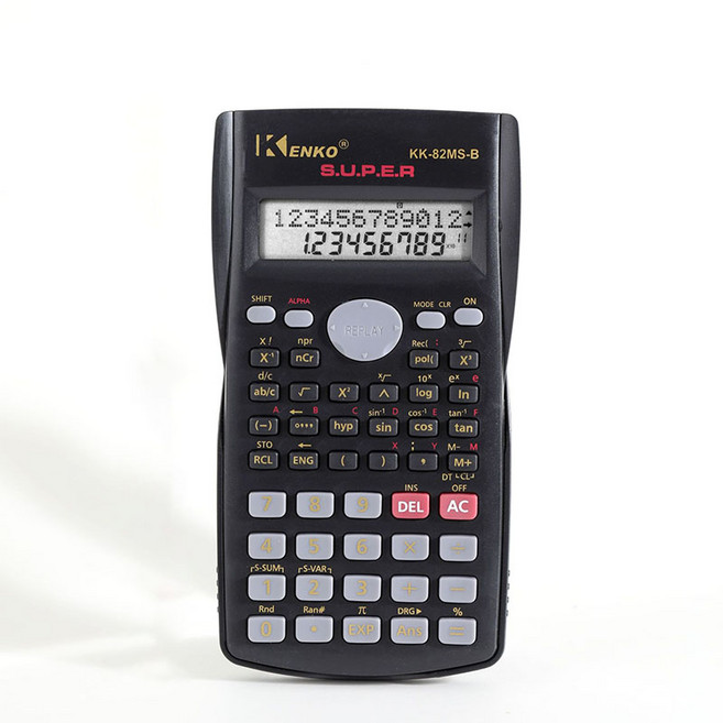 DS 다기능 계산기 기초 교육 통용 240가지 알고리즘 두 줄로 큰 화면 보이기 수지버튼, 1개, KK-82MS-D