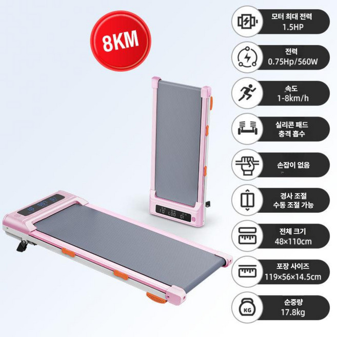 longny 접이식워킹머신 실내 워킹머신 런닝머신, 8km 업그레이드형(손잡이X), 기본 모델명/품번