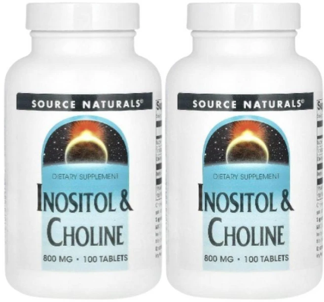1+1 소스내츄럴스 이노시톨 콜린 800mg 100정 미네랄 비타민B 글루텐프리, 2개 - 쿠팡