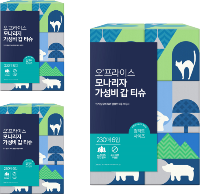 오프라이스 모나리자 가성비 갑 컴팩트티슈 230매*6입, 6개, 18개