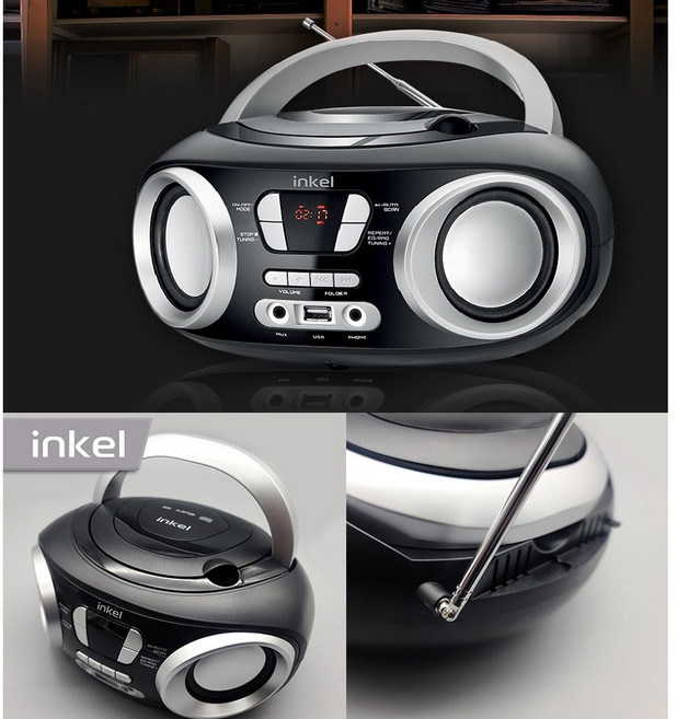 인켈 휴대용 CD플레이어 오디오 FM 라디오 USB, IK-CD315
