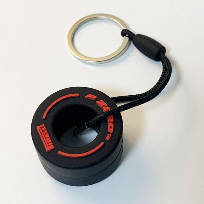 리빙릿 F1 타이어 키링 모터스포츠 키홀더 레이싱 굿즈 키체인, 1개, 레드