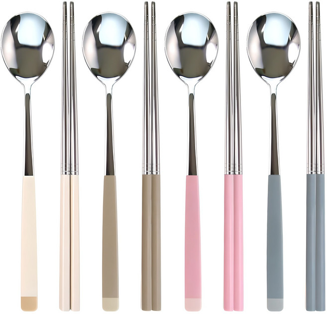 보네르 컬러믹스 수저 세트, 크림 + 브라운 + 버건디 + 블루, 숫가락 4p + 젓가락 4p, 1세트