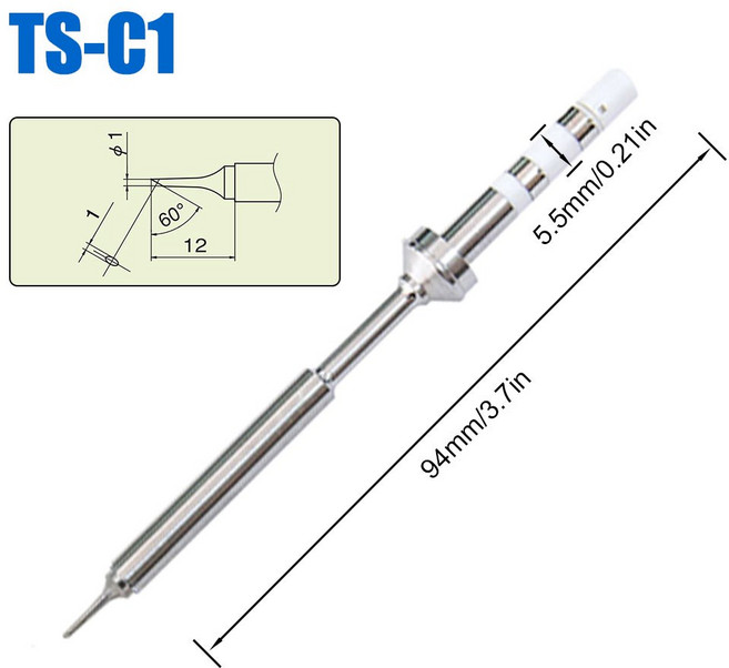 Pine64 Pinecil TS100 TS101 납땜 인두 팁 교체 V2 전기 TS 시리즈 BC2 C4의 다양한 모델, TS C1, 1개