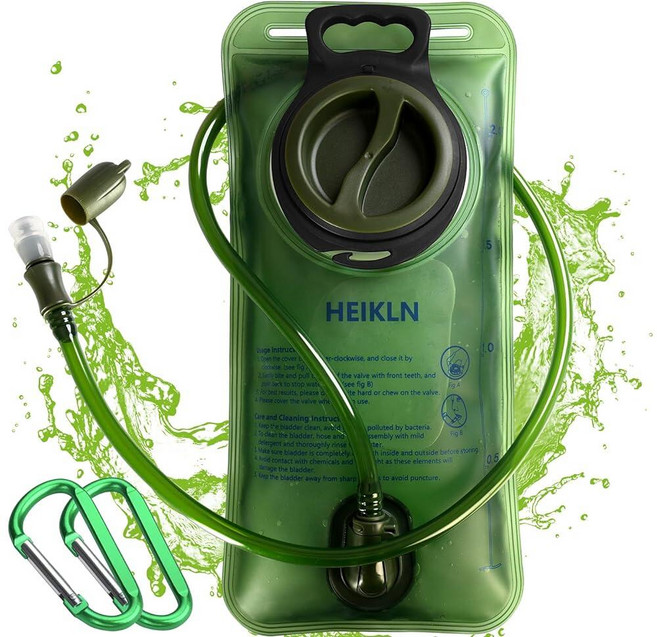 HEIKLN 하이드레이션 블래더 2리터 하이킹 백팩용 워터 블래더 누출 방지 백 BPA 프리 군용 물 보관 자전거 캠핑 사냥 러닝용 팩, 2L 그린