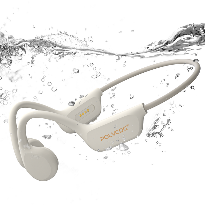 POLVCDG X7 골전도 이어폰 IPX8 32GB Bluetooth 5.3 무선 수영 이어폰 마이크 방수 스포츠 피트니스, Cloud white