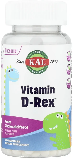 체력이약하신분들 KAL Dinosaurs® Vitamin D-Rex™ 버블검 츄어블 90정(츄어블 1정당 10mcg) 피로를 빠르게느끼는분들, KALDinosaursVitaminDRex버블검츄어블9 - 쿠팡