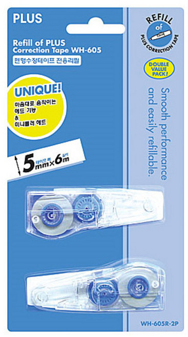 PLUS 수정테이프 리필 WH-605R 2P, WHITE, 1개