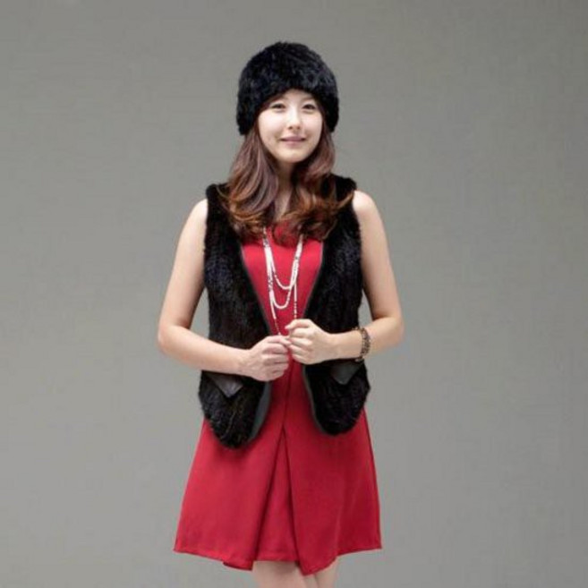 [노블밍크] 435 밍크 니팅 가죽 조끼