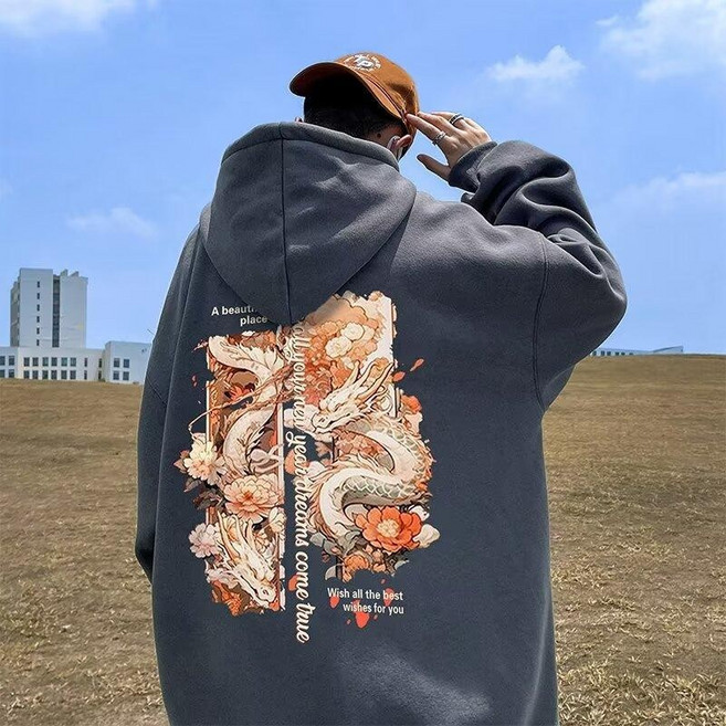 250g重磅連帽薄款衛衣男春秋款2025新款秋季美式寬鬆男款潮牌男生