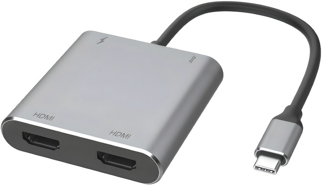 뉴비아 4in1 듀얼 Type C HDMI 멀티 USB 허브 분배기 그레이, 1개, SDC-H2200