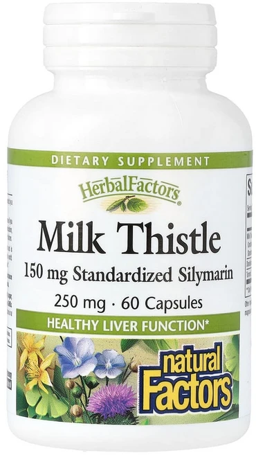 내추럴팩터스 밀크씨슬 추출물 250mg 60 캡슐 밀크시슬 아티초크 실리마린 강황 민들레, 1개, 60정 - 쿠팡