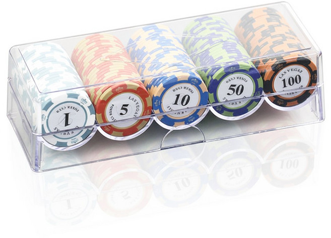 고니표 국제규격 데칼크레이 카지노칩 포커칩 카드 게임 홀덤칩 100P 아크릴 케이스 세트, B세트 [칩 100P+뚜껑형 아크릴케이스], 1개, B세트 [칩 100P+뚜껑형 아크릴케이스] 1개