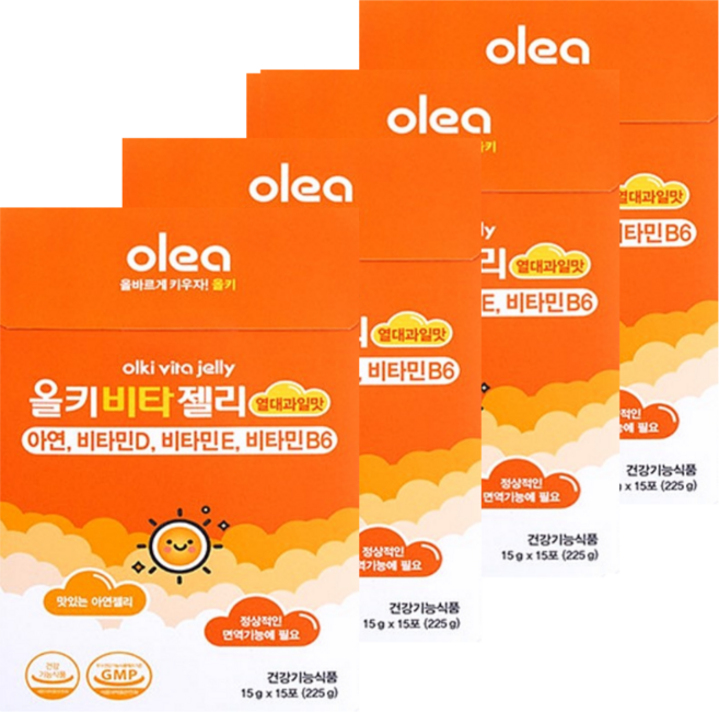 올레아 올키 비타젤리 열대과일맛 15g x 15포 x 4박스 60일분, 225g