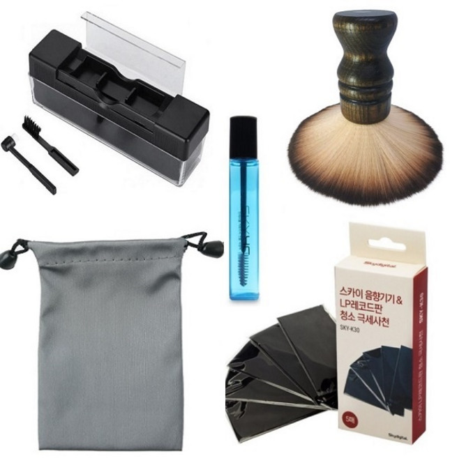 LP턴테이블 LP클리너 5종세트1-3 카본 3IN1벨벳 양모솔 바늘크리너 보관파우치 엘피크리너 종합세트