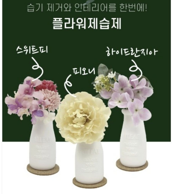가정용 실리카겔 제습제 플라워디자인 감성 인테리어 효과 반영구 재사용, 스위트피