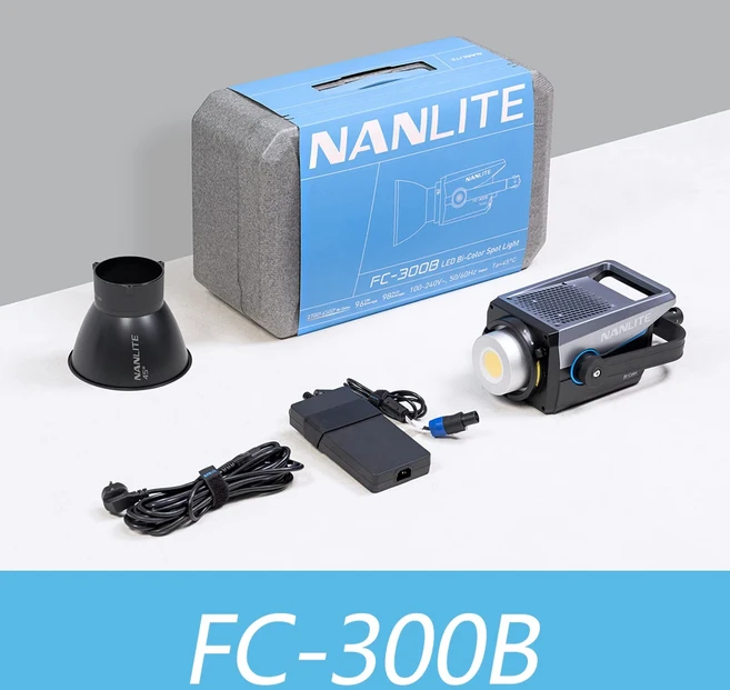 Nanlite FC-300B 2700K-6500K 사진 촬영용 LED 비디오 조명 NANLINK 앱으로 제어 DMX 120 지원 ° 빔 앵글, 01 FC-300B