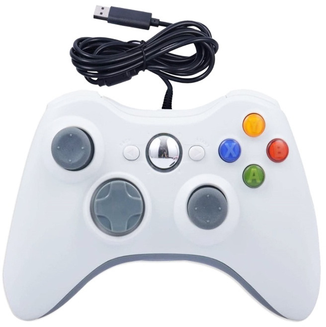 有線遊戲手把 支援PC/Steam/Xbox 360 震動/線性/壓感加速, 白色, 1個, 360XB001