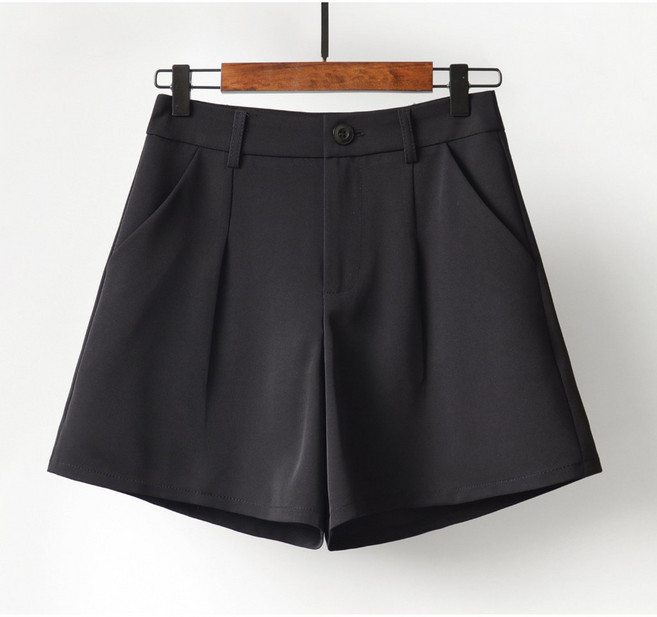 IFaith 韓版復古高腰單扣西裝短褲 寬褲 寬鬆顯瘦 短褲 S0026