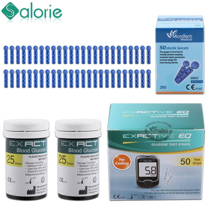 연속혈당 측정기 무채혈혈당측정기 비침습 혈당측정기 당화혈색소측정기 혈당계 스트립 바늘 당뇨병 테스트 랜싯 혈당 모니터 포도당 의료 액세서리, 50pcs strips + 50pcs lancets, 1세트