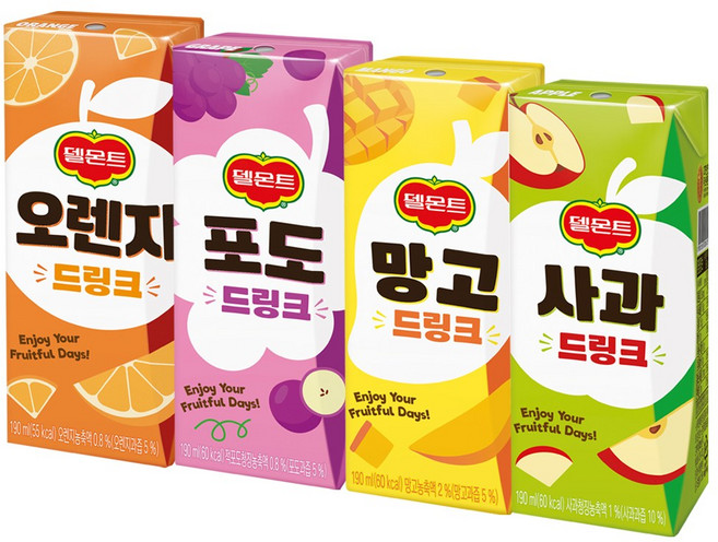 델몬트 드링크 96팩(24팩-4박스) 4가지맛 랜덤발송, 96개, 190ml