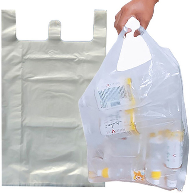 [비닐어게인] 재활용 비닐봉투 분리수거 투명 손잡이 쓰레기봉투 (손쓰봉), 50개, 50L