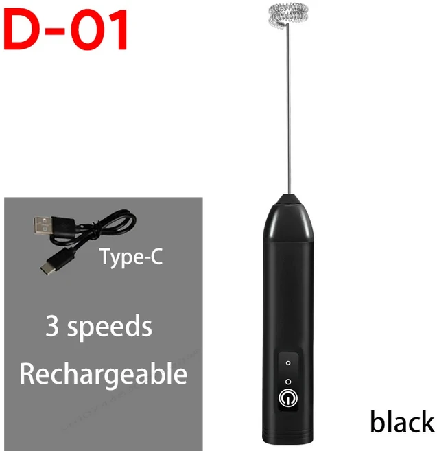 미니 커피 Frother USB 충전식 3 속도 폼 메이커 커피 우유 믹서 전기 핸들 블렌더 계란 비터 뜨거운 요리, 1개, 04 D01-B, 1ml